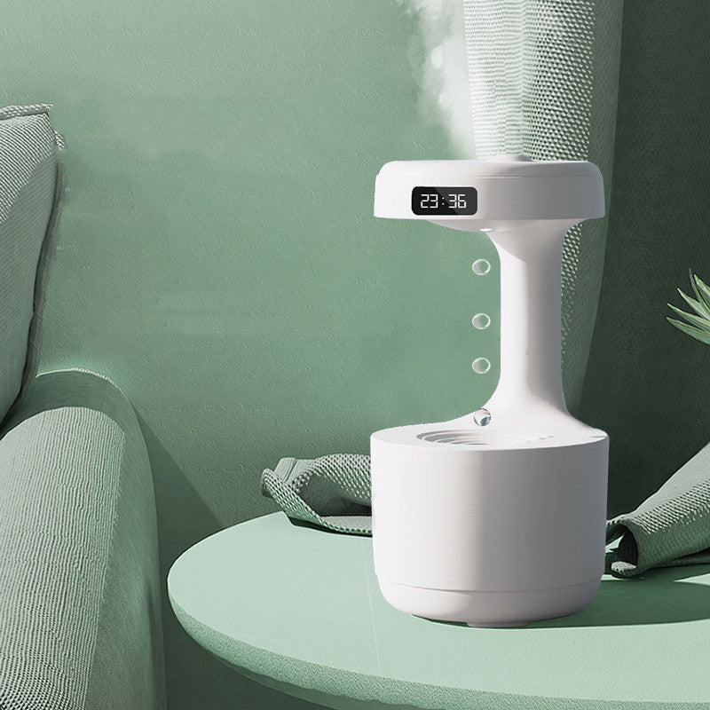 Anti-Gravity Bedroom Humidifier – Large Capacity, Silent Mist, Aroma Diffuser & Clock